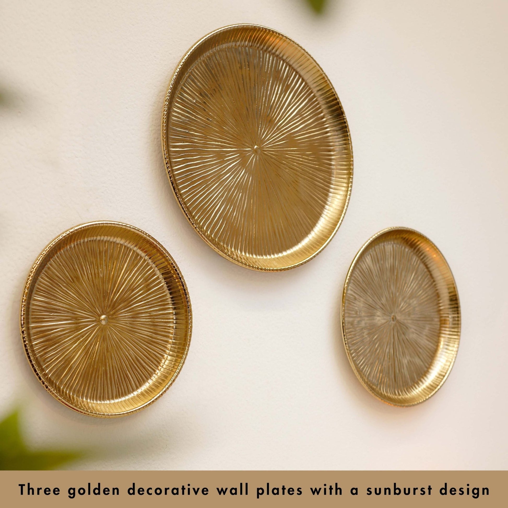 Sunburst Metal Wall Plates, Set of 3 - Behoma