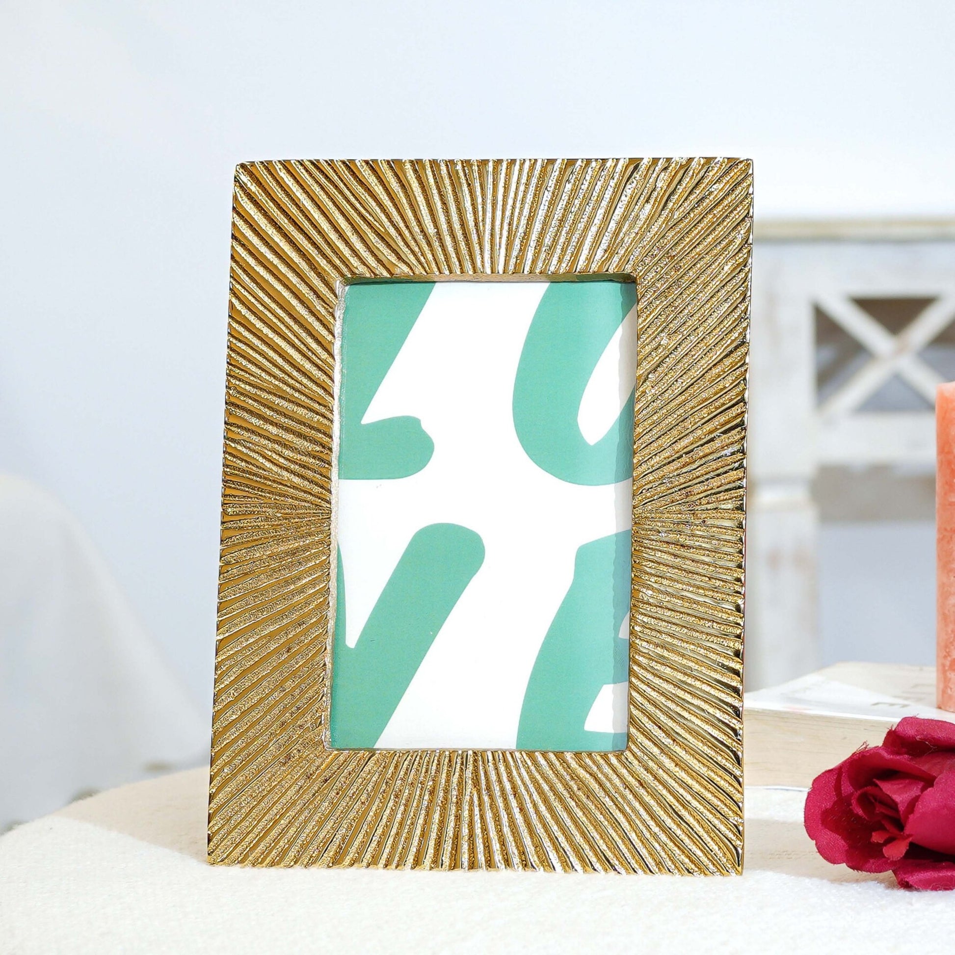 Sunburst Photo Frame, Gold, 4x6 - Behoma