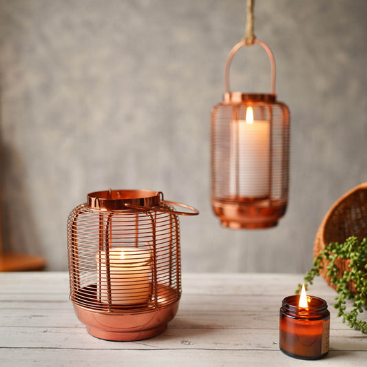 Copper Cage Lantern, Small - Copper